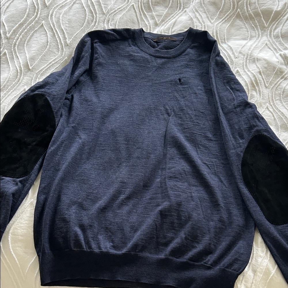 Authentic Louis Vuitton Men’s Navy Blue Sweater with Black Accents